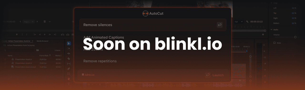AutoCut Plugin on blinkl.io - shortcuts command bar integrated in Premiere Pro